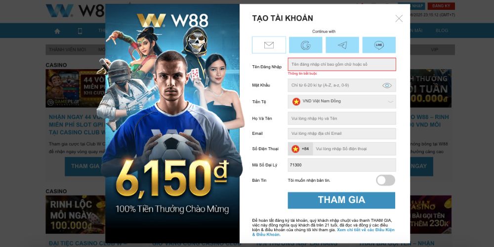 Hướng dẫn đăng ký W88 mới nhất